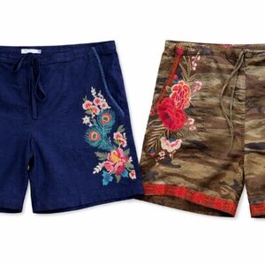 Johnny Was Linen Shorts Lot of 2 | Size Medium | Embroidered Boho | Fast Sell